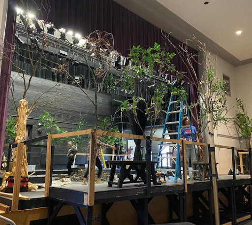 BTS building the set of the Fall Play